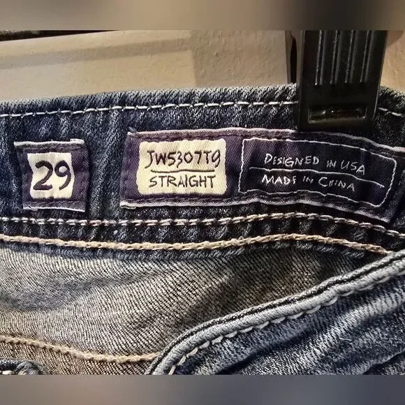 Miss Me Blue Boot Cut Jeans with Silver Embellishments 29x33 1/2 - Picture 2 of 5